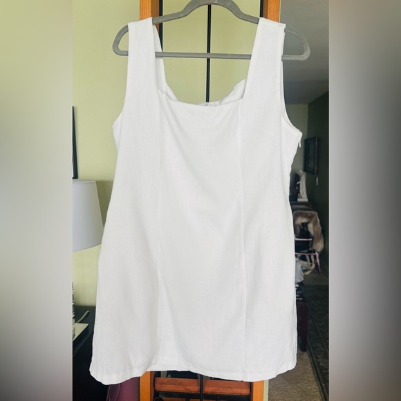 Billy J White Linen Mini Dress with Pockets Size 18 - Picture 3 of 5